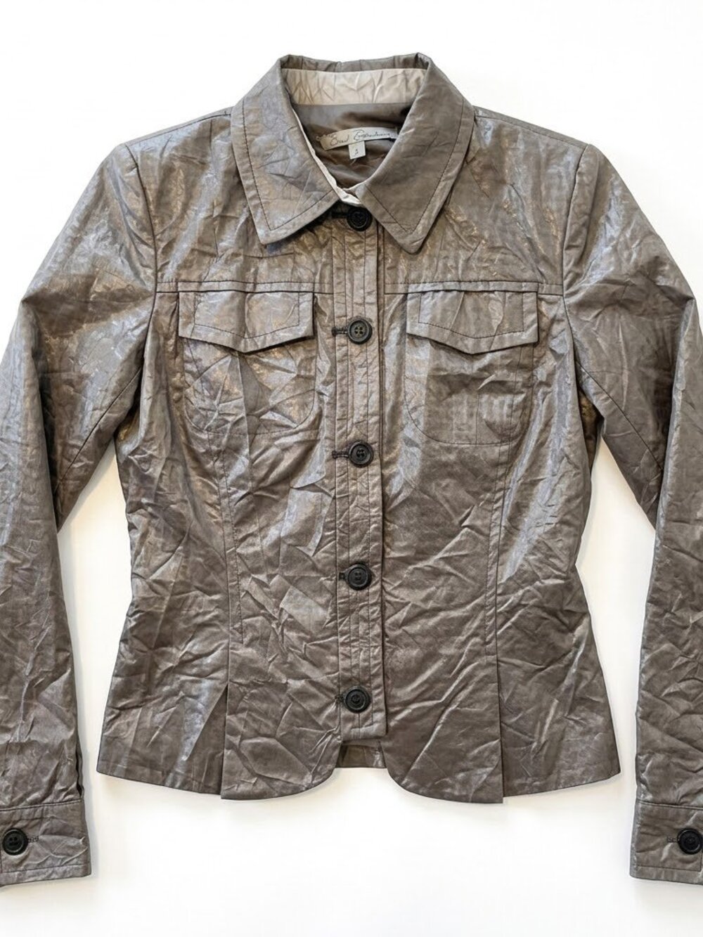 Emil Rutenberg Jacket Metallic Pewter Crinkle Lagenlook Avant Garde Designer 2